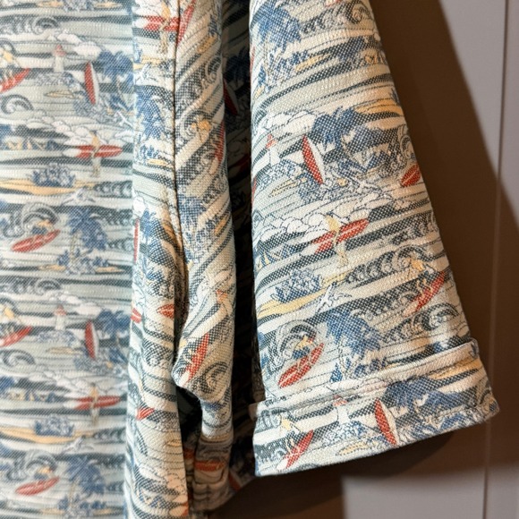 Age of Wisdom Mens Modal Tropical Surf Print Short Sleeve Button Shirt, Blue, XL - Picture 7 of 10